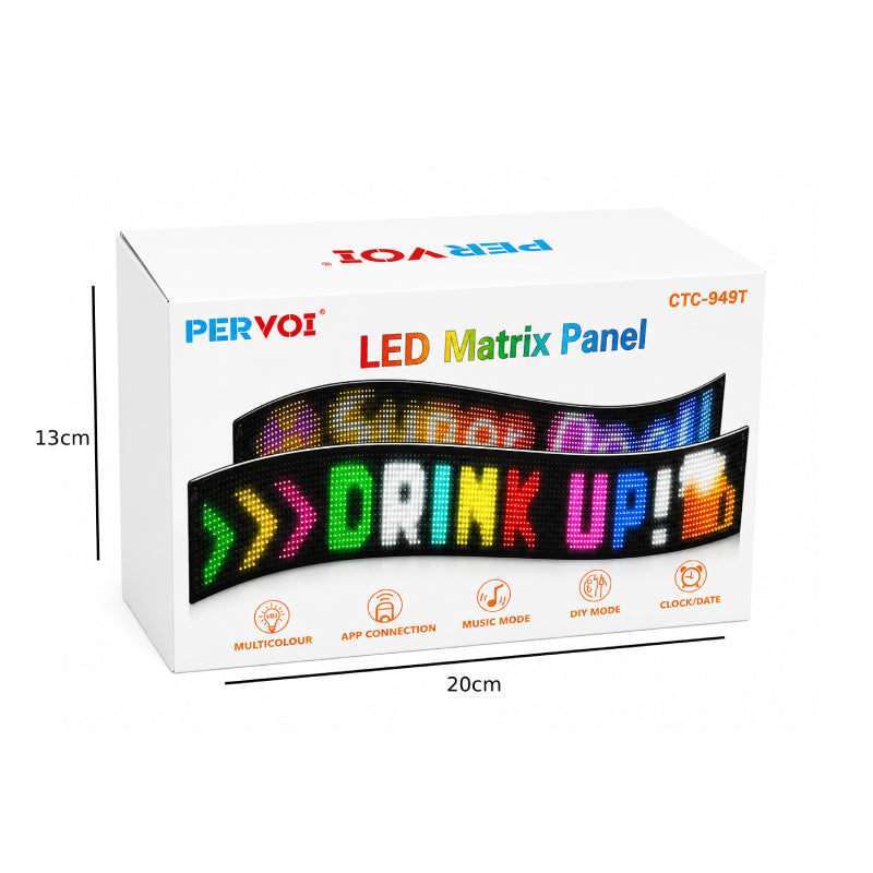 Pervoi Εύκαμπτη LED Matrix Οθόνη Πινακίδα με Bluetooth & Εφαρμογή 192 × 1762 mm CTC-949T - Flexible Bluetooth LED Matrix Display PerVoi