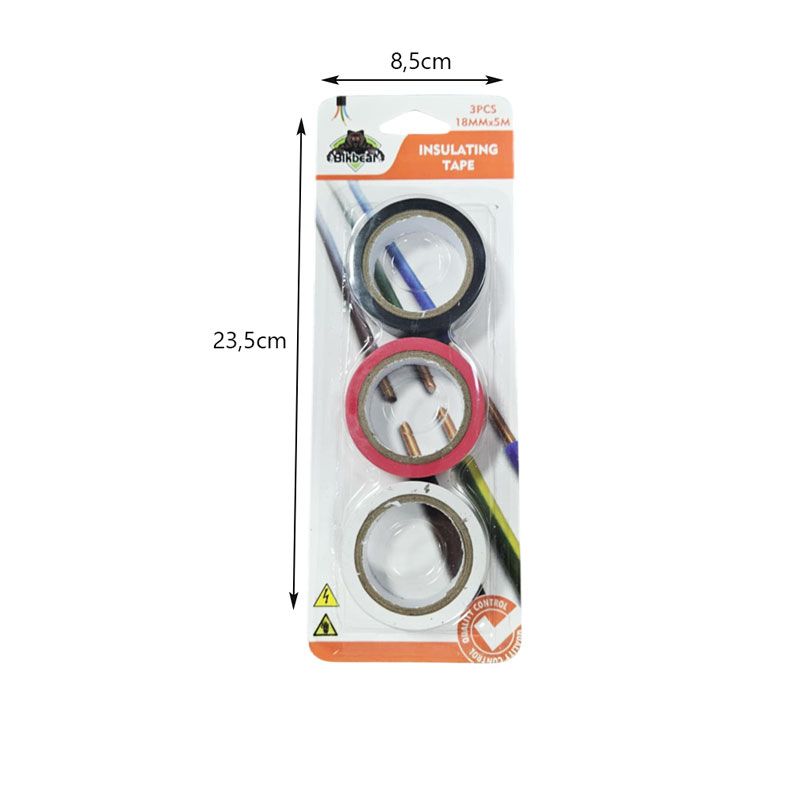 Bikbear Σετ Μονωτικές Ταινίες 3 Τεμαχίων 18mm x 5m - Insulating Tape Set Bikbear