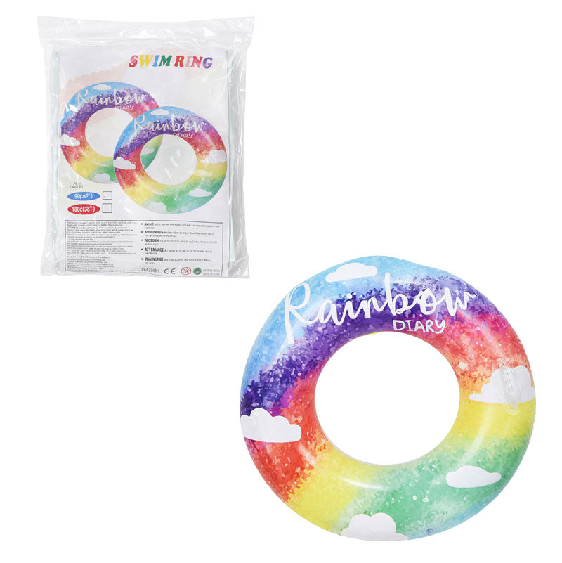 Φουσκωτό Σωσίβιο Κουλούρα Ουράνιο Τόξο 90cm - Inflatable Swim Ring Rainbow OEM