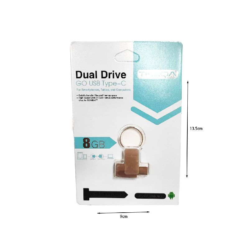 USB Stick Treqa UP-02 8-32GB USB 3.0 με σύνδεση USB-A & USB-C - 16GB - 32GB - 64GB - 8GB OEM