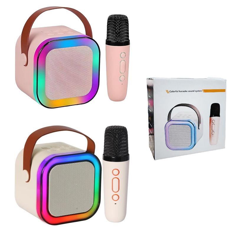 Φορητό Ηχείο με Μικρόφωνο για Καραόκε - Colorful Karaoke Music Speaker Sound System - Γαλάζιο - Λευκό - Μπεζ - Ροζ OEM