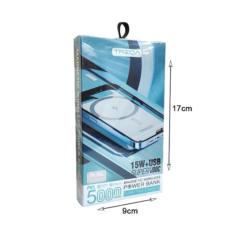 Treqa Power Bank με Μαγνητική Ασύρματη Φόρτιση 5000Mah 15W+USB TR-966 - Magnetic Wireless Power Bank Super Fast Charging Treqa