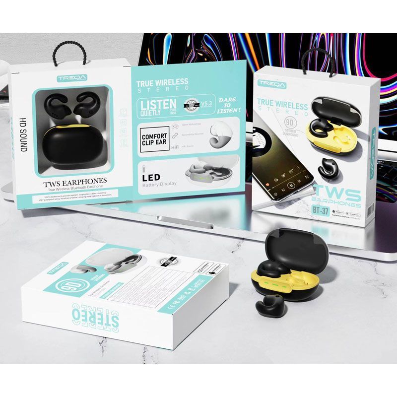 Treqa Earbud Bluetooth Handsfree Ασύρματα Ακουστικά με Θήκη Φόρτισης BT-37 - Wireless headset Treqa
