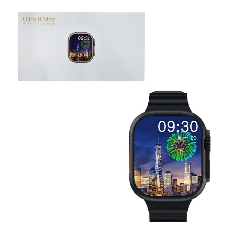Ultra 9 Max Smartwatch με Παλμογράφο - Μαύρο - Πορτοκαλί Ultra