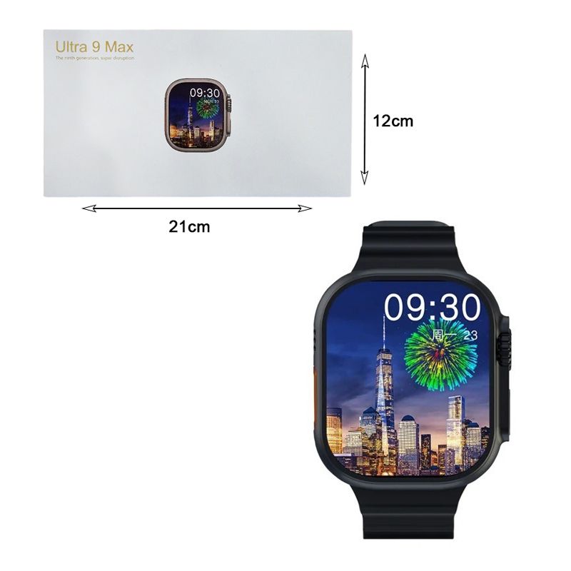Ultra 9 Max Smartwatch με Παλμογράφο - Μαύρο - Πορτοκαλί Ultra