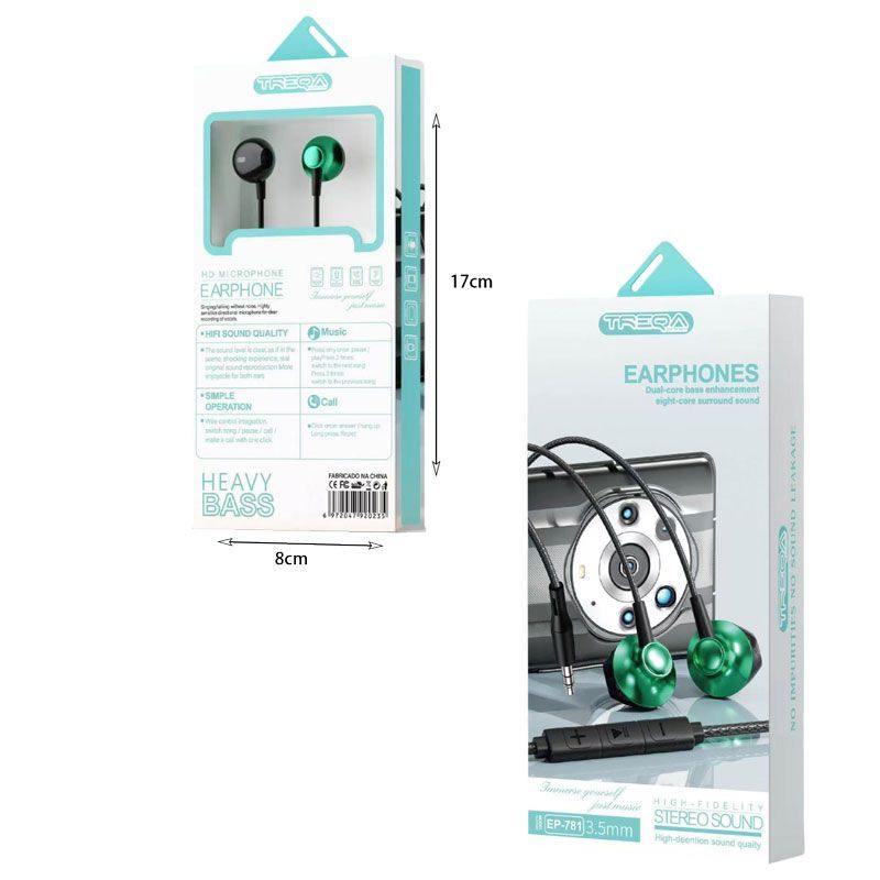 Treqa Ενσύρματα Ακουστικά 3.5mm EP-781 - Stereo Sound Earphones Treqa