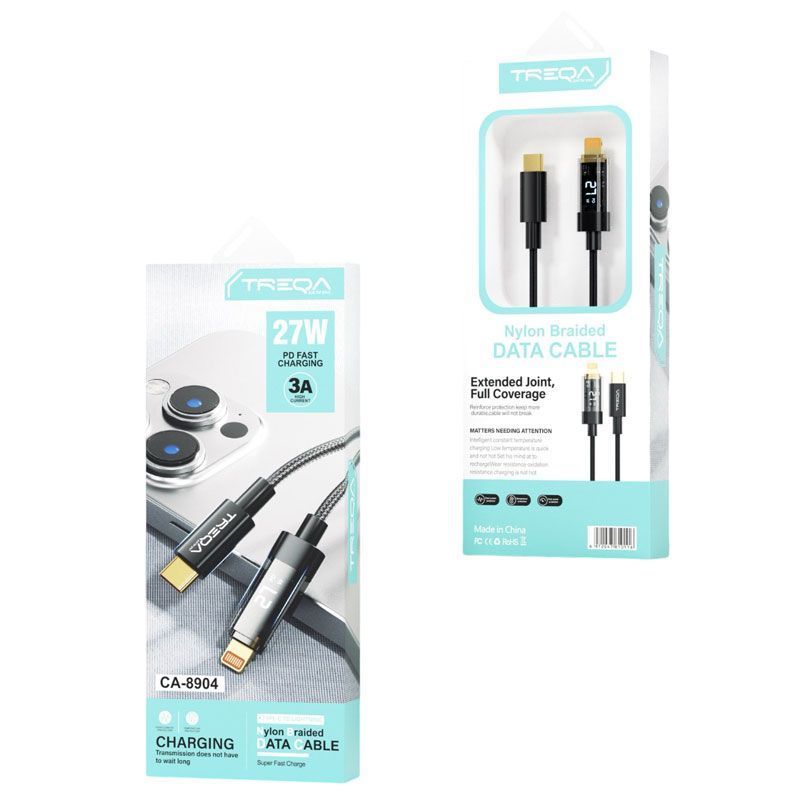 Treqa Kαλώδιο δεδομένων Type-C σε Lightning 3A 27W CA-8904 - Fast Charging Data Cable Treqa