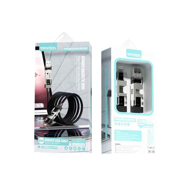Treqa Καλώδιο Φόρτισης 4 σε 1 Μαγνητικό 240W Braided CA-8004 – 4 in 1 Magnetic 240W Braided Charging Cable Treqa