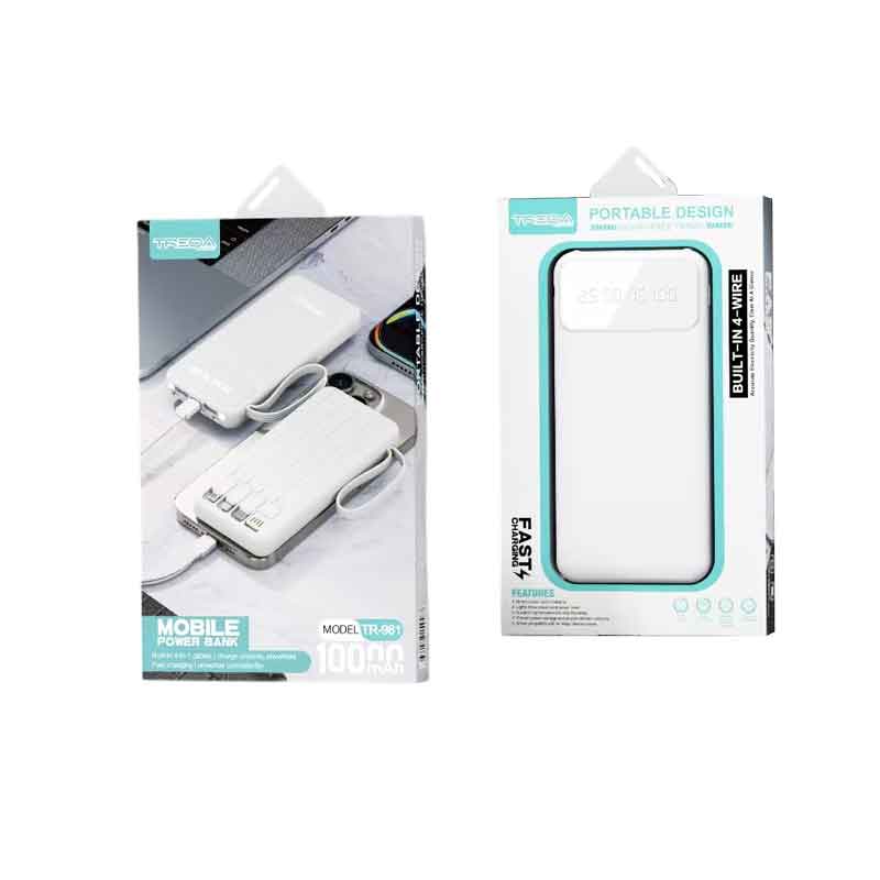 Treqa Power Bank Φορητός Φορτιστής 10000mAh με Ενσωματωμένα Καλώδια TR-981 - Mobile Power Bank 10000mAh with Built-in Cables Treqa