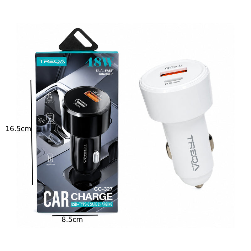 Treqa Φορτιστής Αυτοκινήτου CC-327 20W USB-A & USB-C με Γρήγορη Φόρτιση QC 3.0 / PD - Car Charger OEM