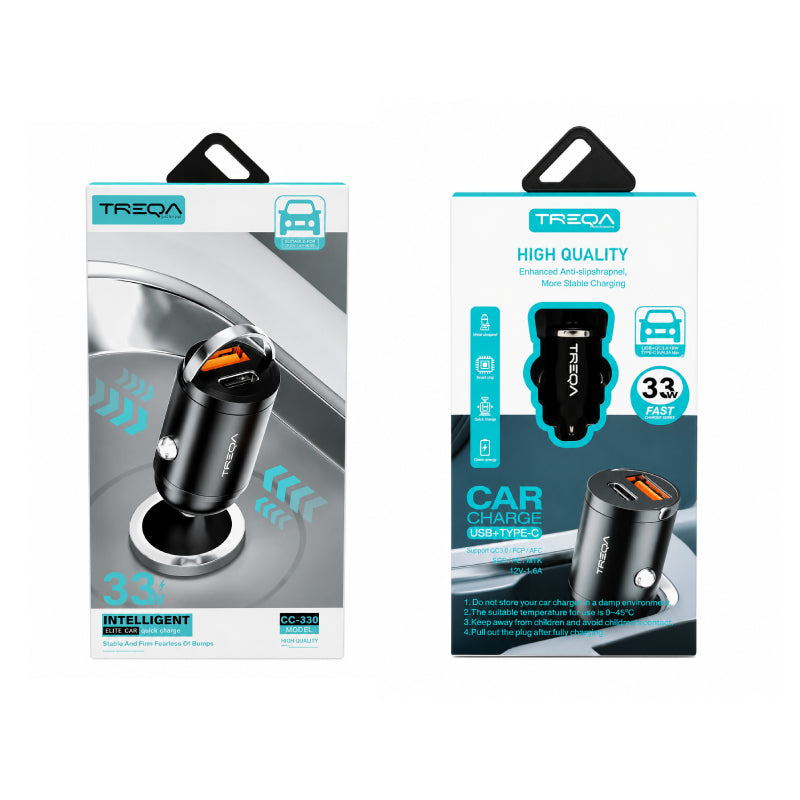 Treqa Φορτιστής Αυτοκινήτου USB & USB-C 33W CC-330 - 33W USB & USB-C Car Charger Treqa