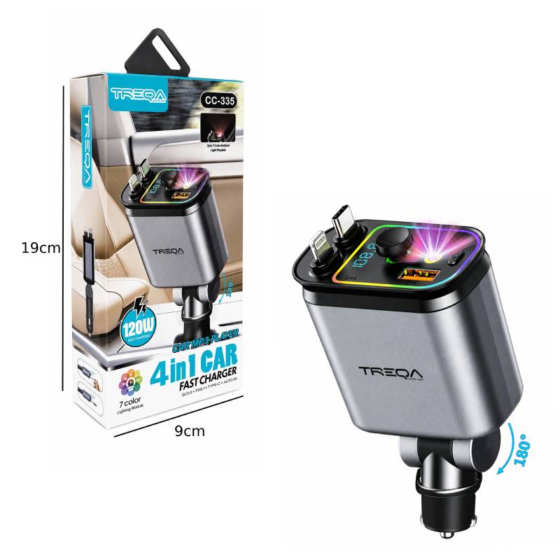 Treqa Φορτιστής Αυτοκινήτου 4 σε 1 120W CC-335 - Car Charger OEM