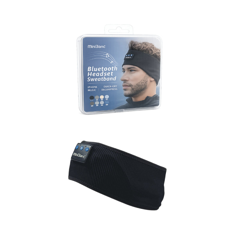 Αθλητική Κορδέλα Κεφαλής Bluetooth με Ακουστικά MiniBand - MiniBand Bluetooth Headset Sweatband - Ασημί - Μαύρο - Μπλε OEM