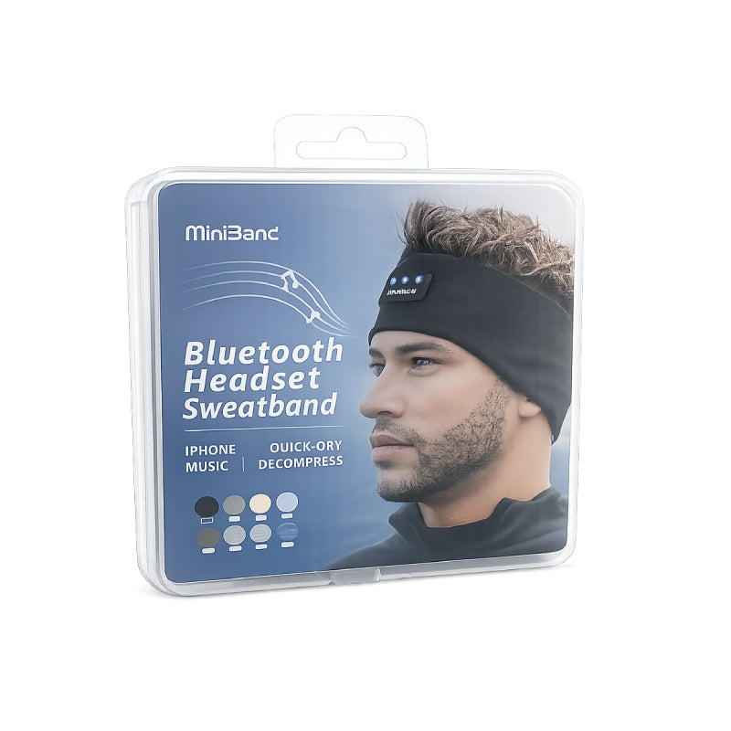 Αθλητική Κορδέλα Κεφαλής Bluetooth με Ακουστικά MiniBand - MiniBand Bluetooth Headset Sweatband - Ασημί - Μαύρο - Μπλε OEM