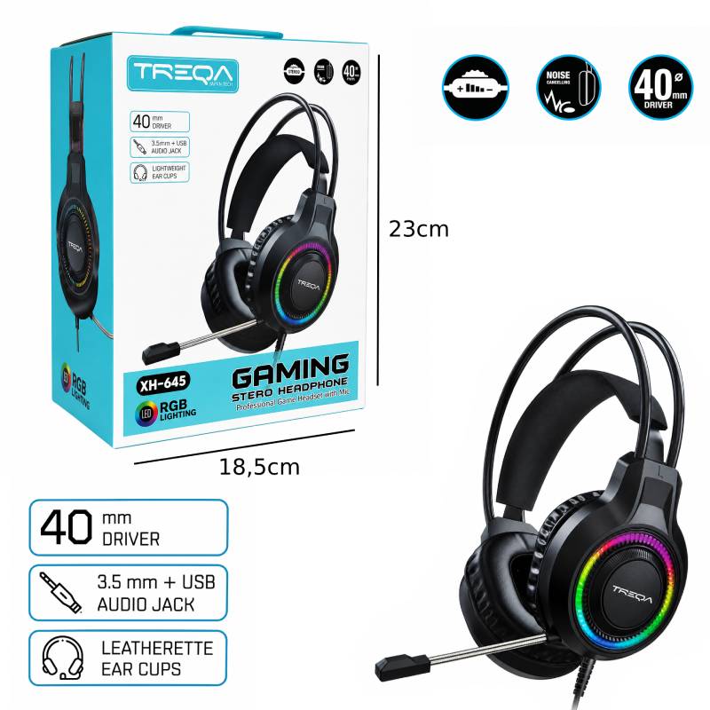 Treqa Gaming Ακουστικά με Μικρόφωνο RGB XH-645 - Gaming Headset with Microphone OEM