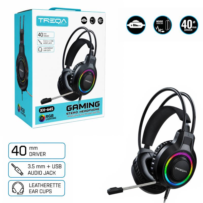 Treqa Gaming Ακουστικά με Μικρόφωνο RGB XH-645 - Gaming Headset with Microphone OEM