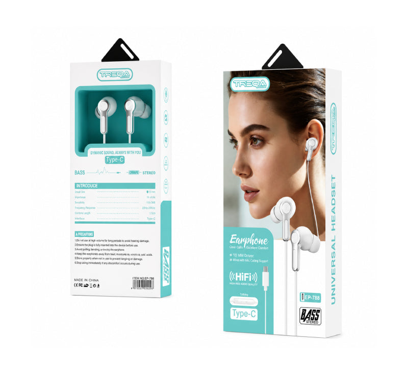 Treqa Ενσύρματα Ακουστικά Type-C HiFi με Μικρόφωνο EP-788- Type-C HiFi Wired Earphones with Microphone OEM