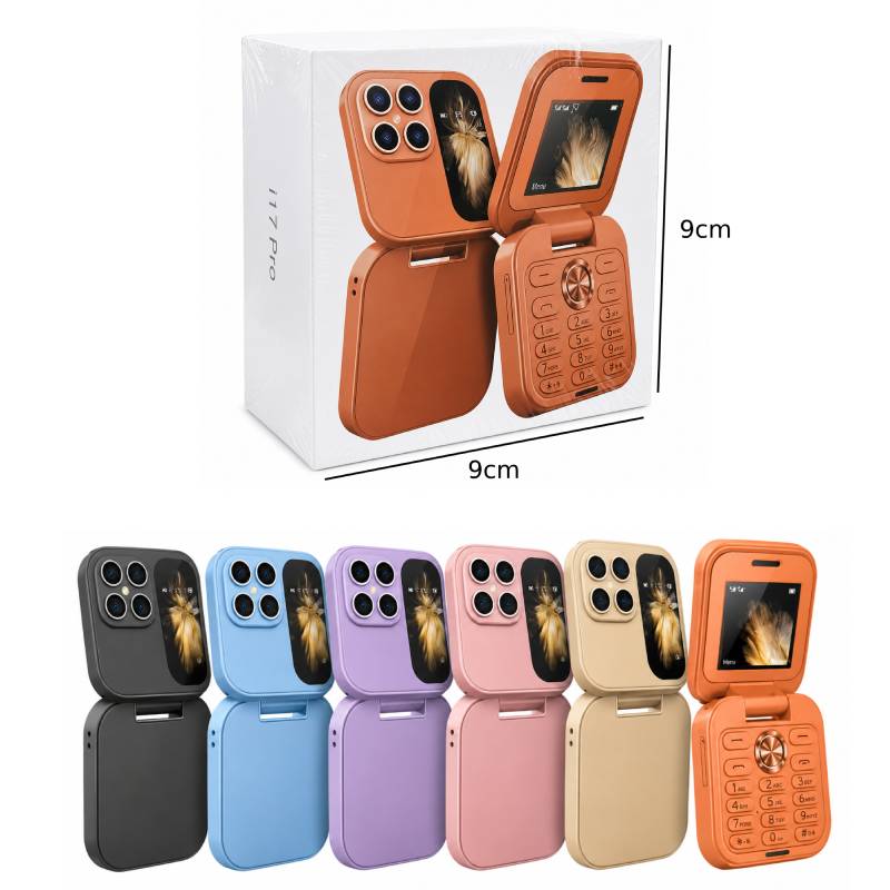 Μίνι Αναδιπλούμενο Κινητό Τηλέφωνο 1.77" Dual SIM με Οθόνη και Πληκτρολόγιο i17 Pro - Mini Flip Mobile Phone - Χρυσό OEM