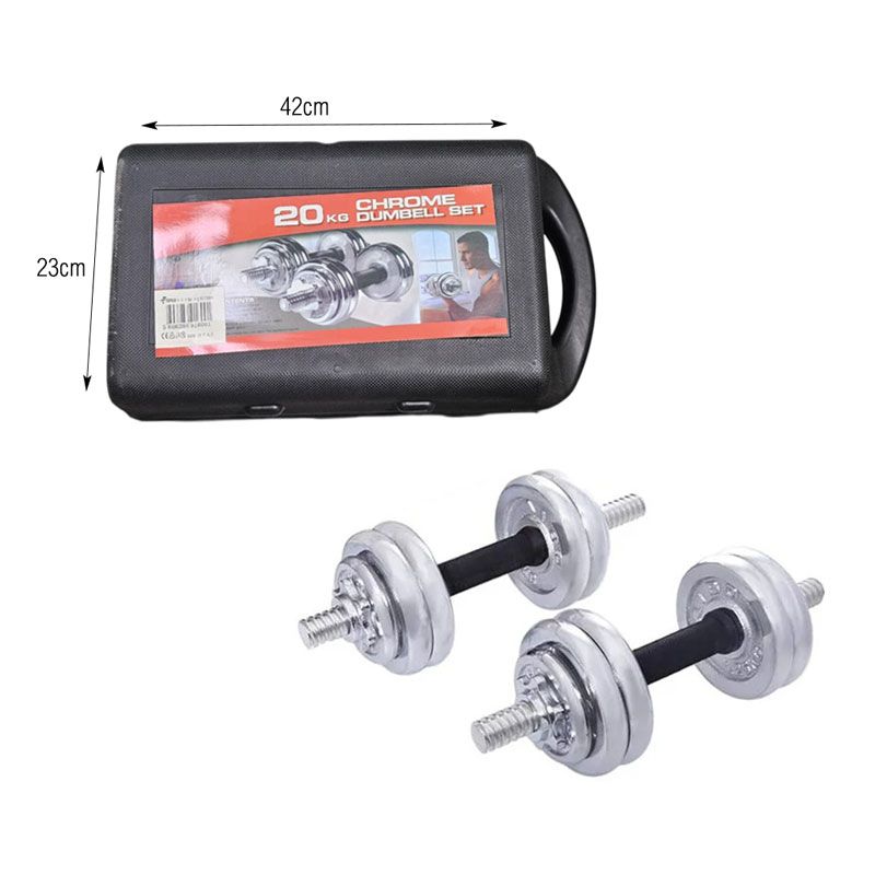 York Fitness Αλτήρες Σετ 20kg σε Βαλιτσάκι - Chrome Dumbell Set 20kg OEM