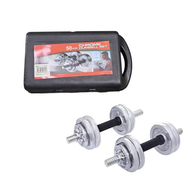 York Fitness Αλτήρες Σετ 50kg σε Βαλιτσάκι - Chrome Dumbell Set 50kg OEM