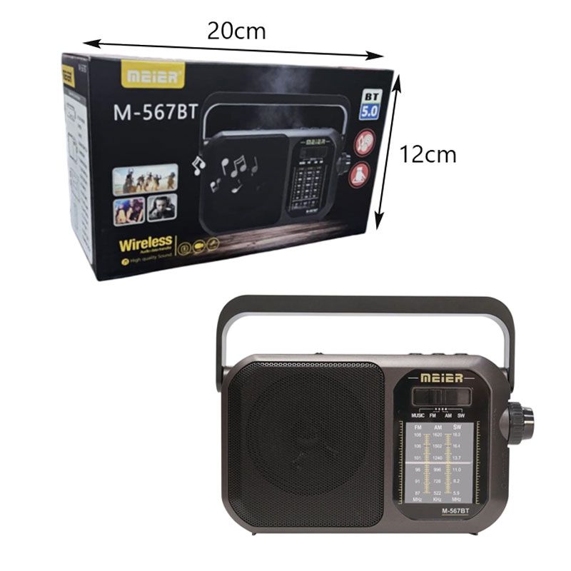Meier Ρετρό Φορητό Ραδιόφωνο Bluetooth με Φακό και USB/TF M-567BT Meier