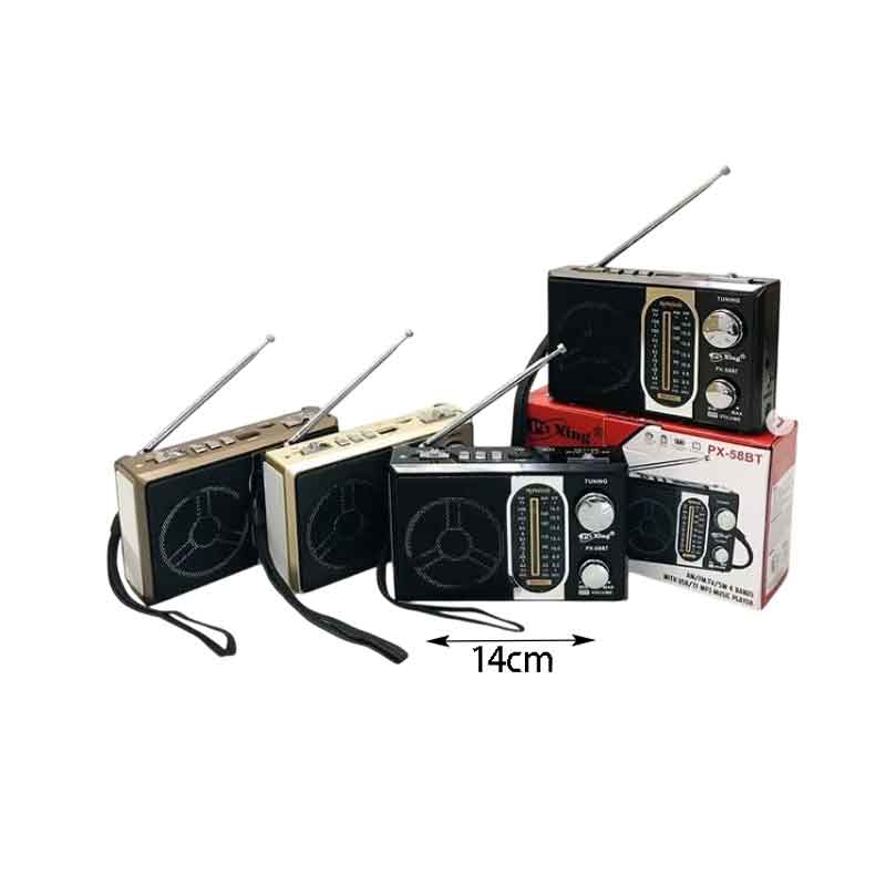 PuXingΕπαναφορτιζόμενο Ραδιόφωνο Bluetooth/Mp3/Usb/TF PX-55BT – Radio - Γκρι - Χρυσό PuXing
