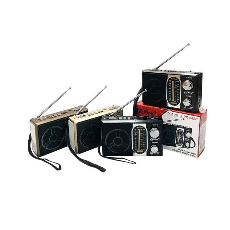 PuXingΕπαναφορτιζόμενο Ραδιόφωνο Bluetooth/Mp3/Usb/TF PX-55BT – Radio - Γκρι - Χρυσό PuXing