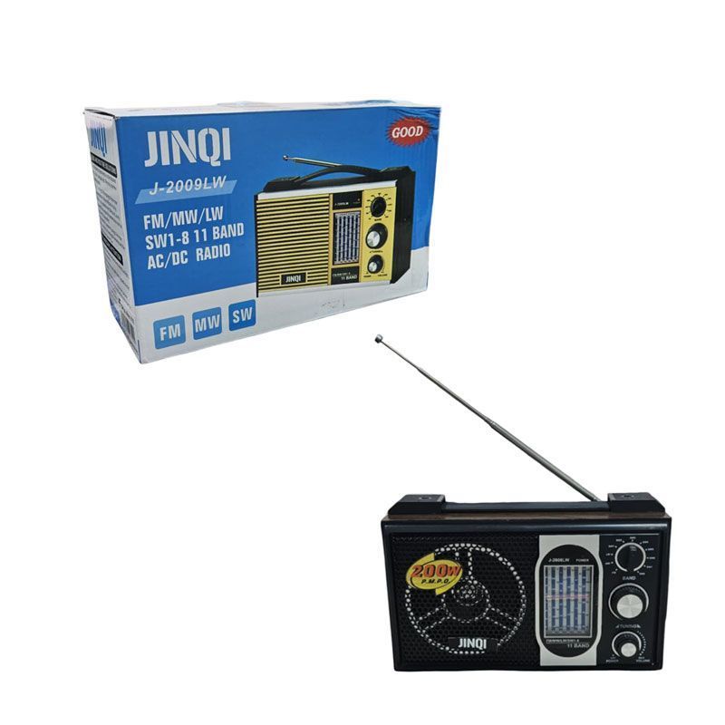 JINQI Ραδιόφωνο Ρετρό FM/MW/SW με Κεραία & AC/DC Λειτουργία J-2009LW – Vintage Radio - Γκρι - Χρυσό JINQI