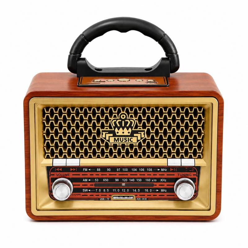 Ρετρό Φορητό Ραδιόφωνο - Retro Portable Radio - Καφέ OEM