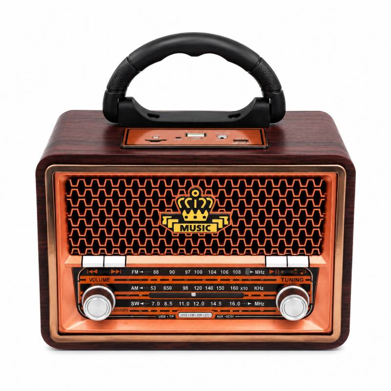 Ρετρό Φορητό Ραδιόφωνο - Retro Portable Radio - Σκούρο καφέ OEM