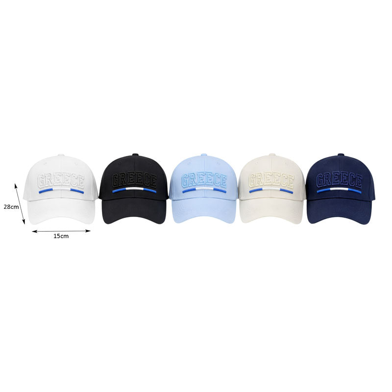 Καπέλο Τζόκεϊ με Κέντημα Greece - Embroidered Baseball Cap - Γαλάζιο - Εκρού - Κόκκινο - Μαύρο - Μπεζ OEM