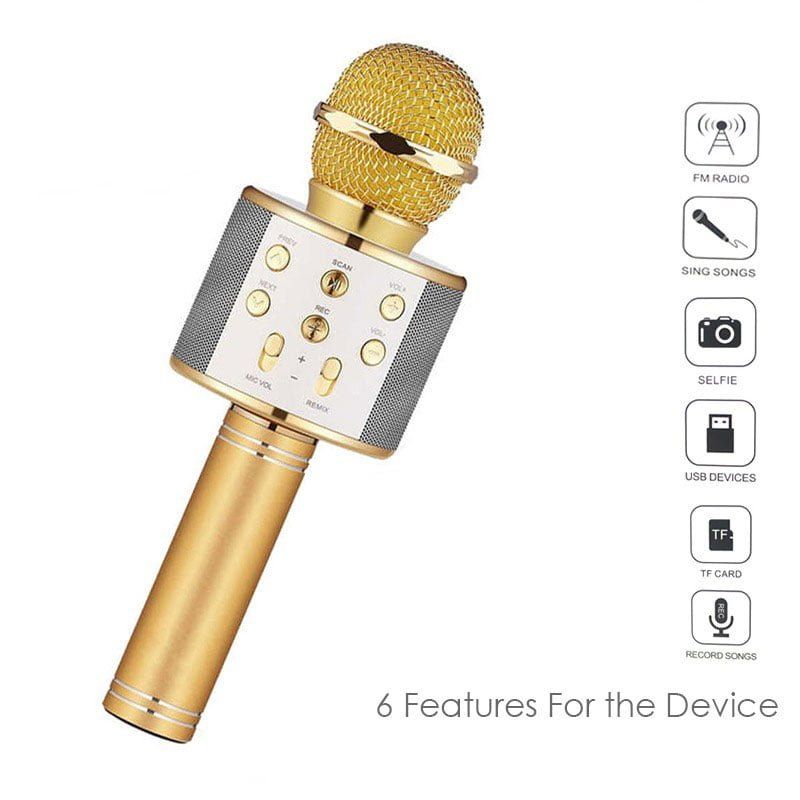 Ασύρματο Μικρόφωνο Καραόκε Bluetooth Με Ηχείο WS-858 - Wireless Microphone USB Speaker Karaoke Recording - Ασημί OEM