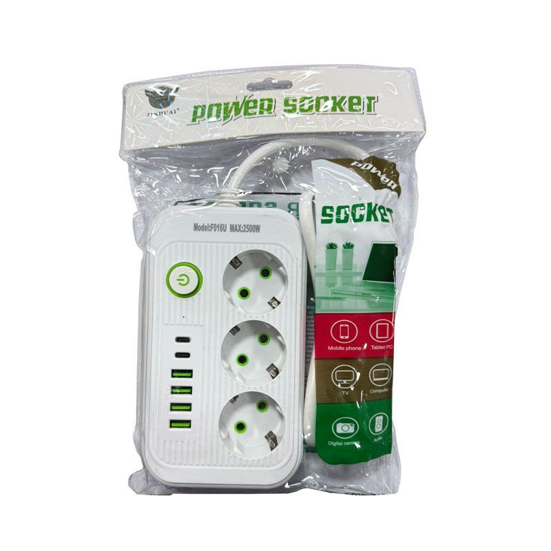 Πολύμπριζο 3 Θέσεων, 4USB και 2Type-C με διακόπτη - Power Socket OEM