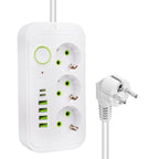 Πολύμπριζο 3 Θέσεων, 4USB και 2Type-C με διακόπτη - Power Socket OEM