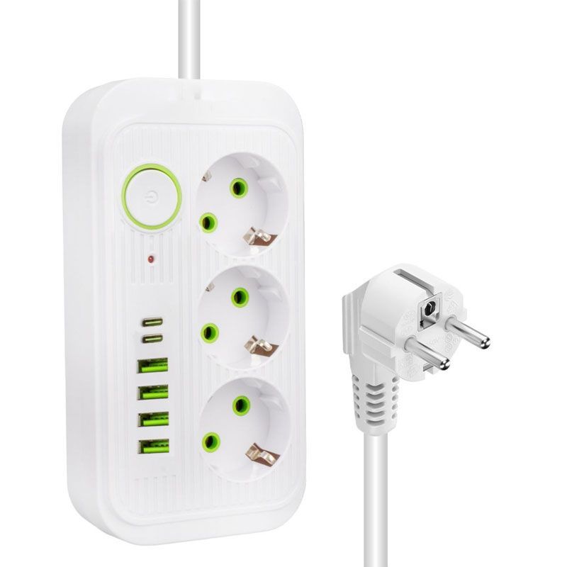 Πολύμπριζο 3 Θέσεων, 4USB και 2Type-C με διακόπτη - Power Socket OEM