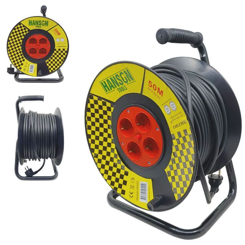 Hanson Tools Μπαλαντέζα Ρεύματος 50m 4 Πρίζες - Extension Cable Reel OEM