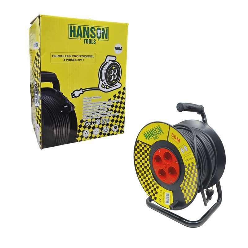 Hanson Tools Μπαλαντέζα Ρεύματος 50m 4 Πρίζες - Extension Cable Reel OEM