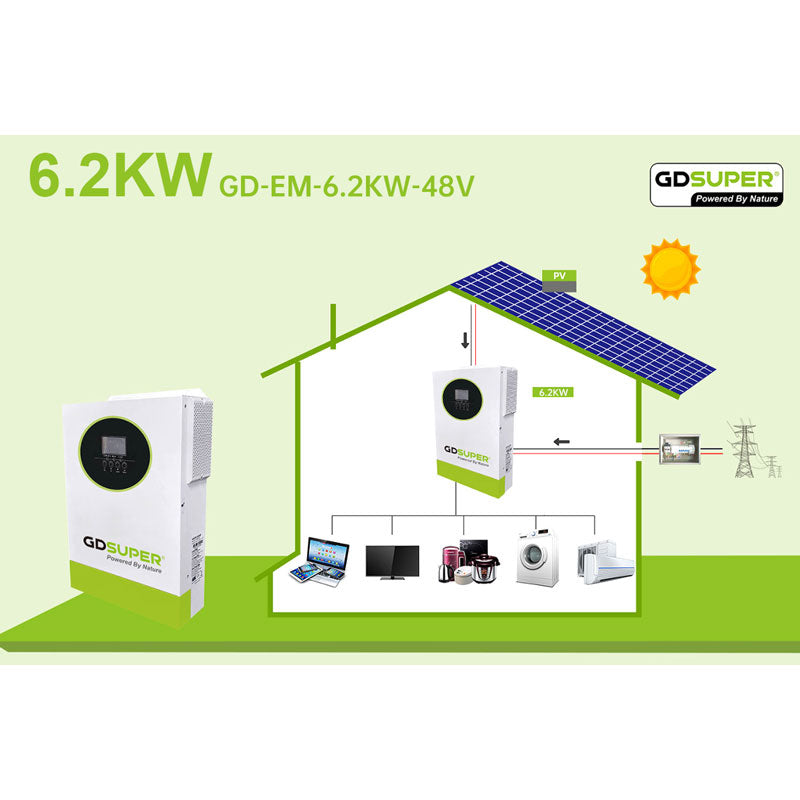 Υβριδικός Ηλιακός Μετατροπέας 6.2KW 48V GD Super με MPPT 120A - GD Super 6.2KW 48V Hybrid Solar Inverter with MPPT 120A OEM
