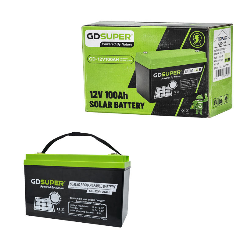 Μπαταρία Μολύβδου Κλειστού Τύπου 12V 100Ah GD Super για Φωτοβολταϊκά - GD Super 12V 100Ah Sealed Lead Acid Solar Battery OEM