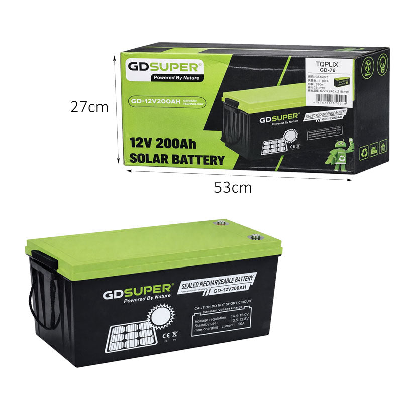 Μπαταρία Μολύβδου 12V 200Ah GD Super για Φωτοβολταϊκά Συστήματα GD-76 - GD Super 12V 200Ah Solar Battery OEM