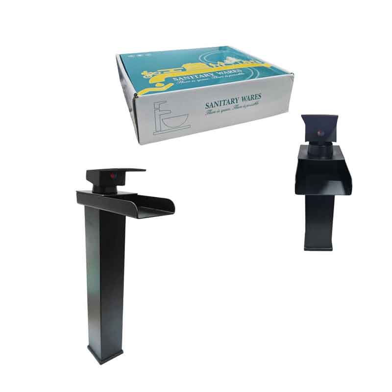 Sanitary Wares Μαύρη Μπαταρία Νιπτήρα με Ρουξούνι Καταρράκτη - Black Basin Faucet with Waterfall Spout Sanitary Ware