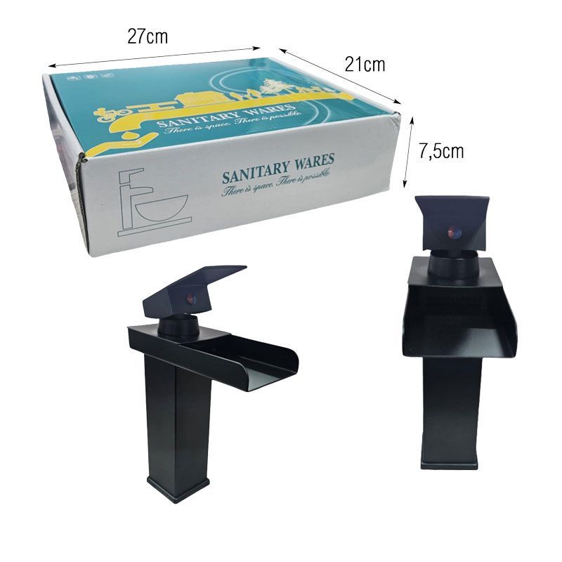 Sanitary Wares Μαύρη Μπαταρία Νιπτήρα με Ρουξούνι Καταρράκτη - Black Basin Faucet with Waterfall Spout Sanitary Ware