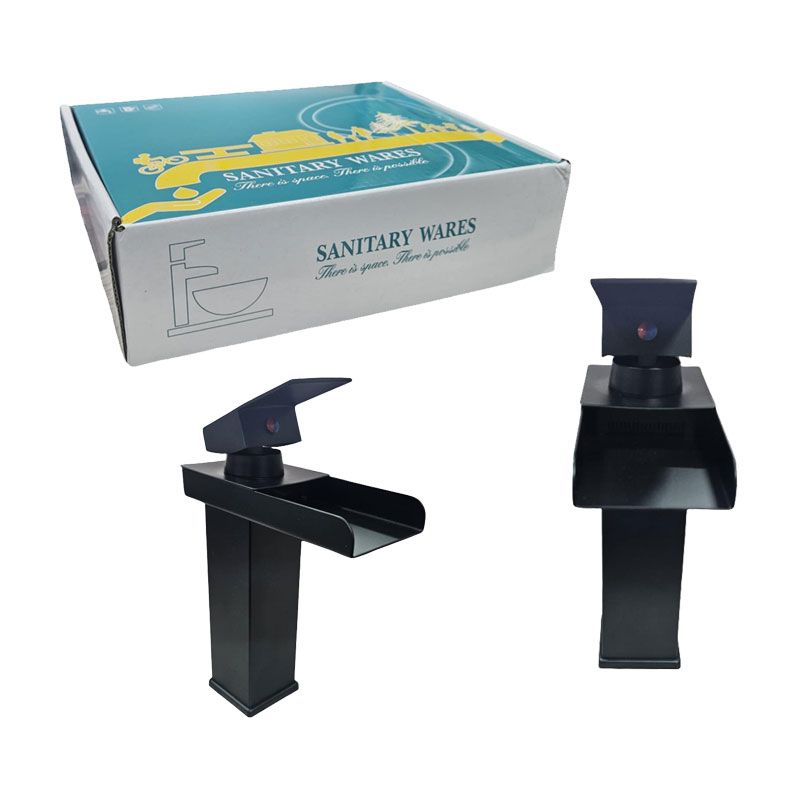 Sanitary Wares Μαύρη Μπαταρία Νιπτήρα με Ρουξούνι Καταρράκτη - Black Basin Faucet with Waterfall Spout Sanitary Ware
