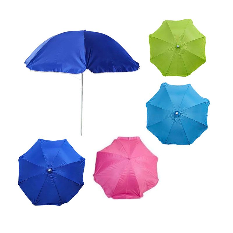 Ομπρέλα Θαλάσσης Στρόγγυλη Φ196cm - Umbrella - Γκρι/Πράσινο - Μαύρο/Πράσινο - Μπλε - Πορτοκαλί - Ροζ/Πράσινο OEM