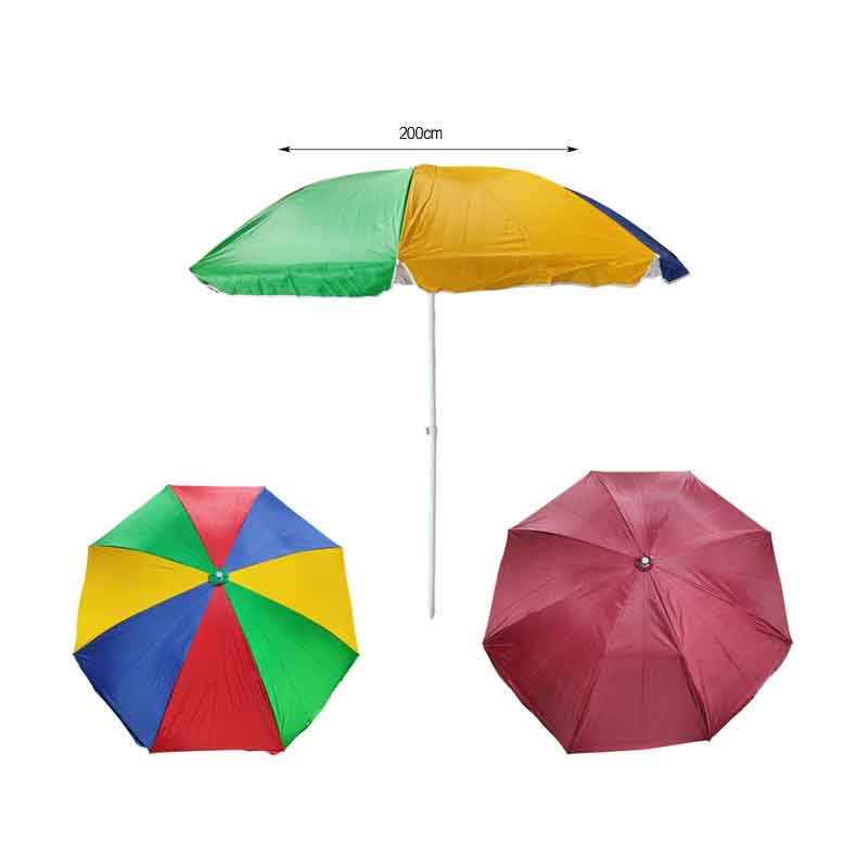 Ομπρέλα Θαλάσσης Στρόγγυλη Φ200cm - Umbrella - Γκρι/Πράσινο - Μαύρο/Πράσινο - Μπλε - Πορτοκαλί - Ροζ/Πράσινο OEM
