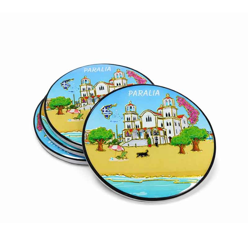 Σετ Σουβέρ Ελλάδα Παραλία Στρογγυλά - Greece Paralia Round Coasters OEM