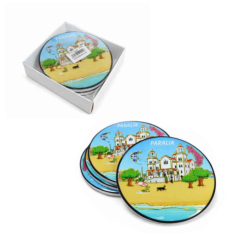 Σετ Σουβέρ Ελλάδα Παραλία Στρογγυλά - Greece Paralia Round Coasters OEM