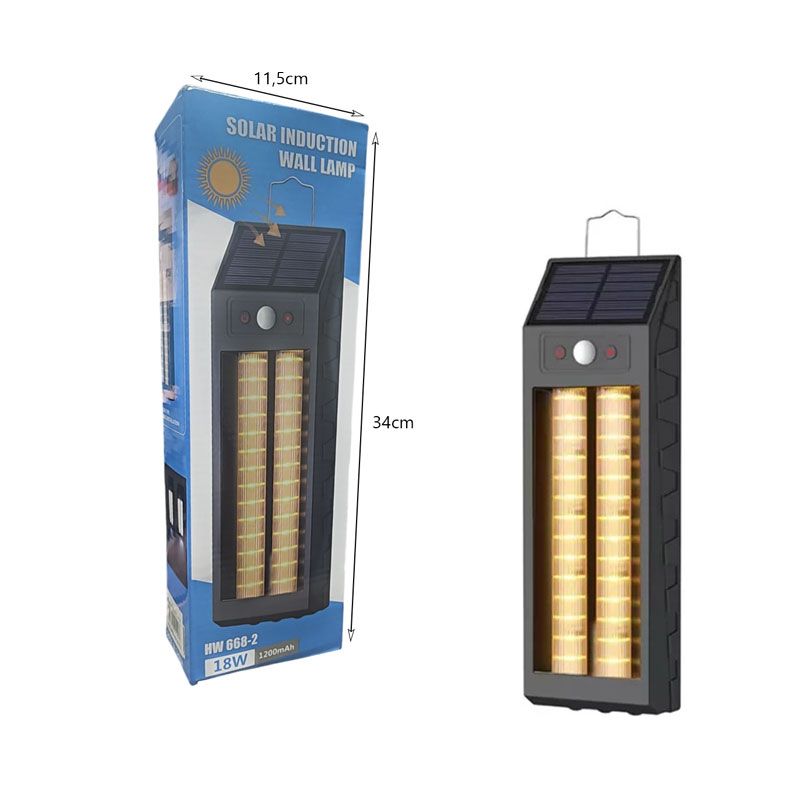 Ηλιακό Φωτιστικό Τοίχου με Αισθητήρα Κίνησης & 3 Λειτουργίες Φωτισμού HW 668-2 - Solar Wall Lamp with Motion Sensor & 3 Light Modes OEM