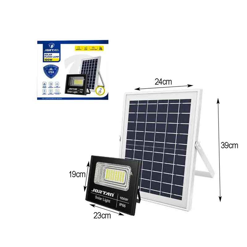Jortan Ηλιακός Προβολέας Με Τηλεχειριστήριο LED 100W IP66- Solar Flood Lamp OEM