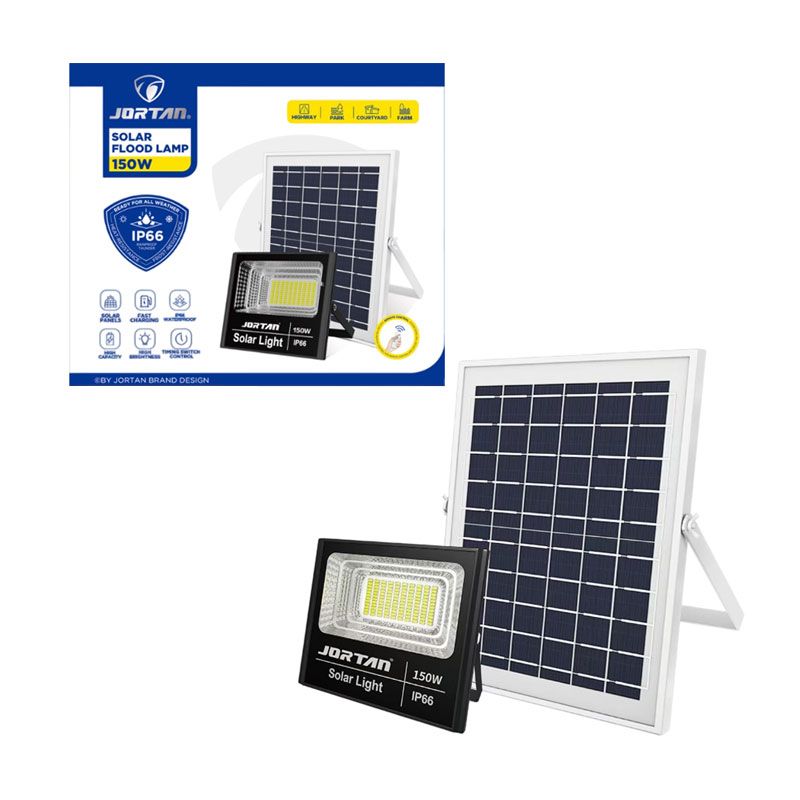 Jortan Ηλιακός Προβολέας Με Τηλεχειριστήριο LED 150W IP66- Solar Flood Lamp OEM